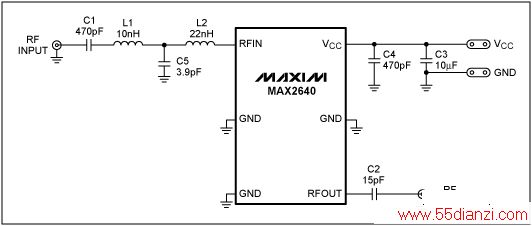 ͼ1. MAX2640470MHz770MHz ISDB-TӦõĵг·