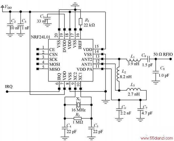 ͼ2NRF24L01 оƬɵͨģ·ͼ