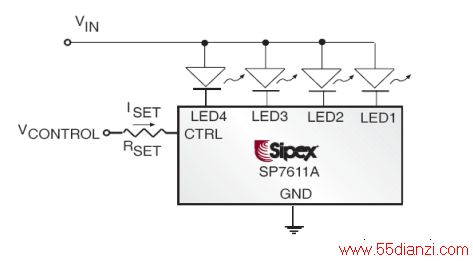 ͼ1 SP761Xǻڹ͵ĽѹLED
