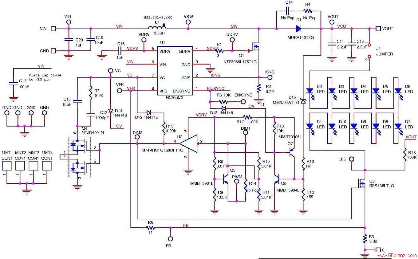 ͼ1ӦNCV887300LED PWMƵ·