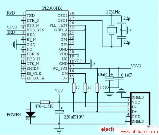  USB ͨѶӿڵ·ԭͼ