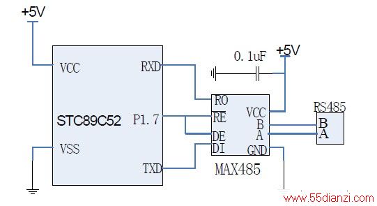 ͼ5 STC89C52RC MAX485 ӿڵ·