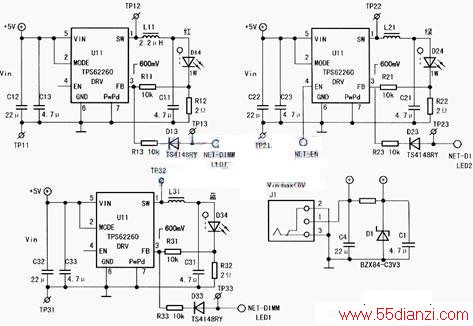 ɵȵɫLEDƵ·ͼTPS62260 LED driver