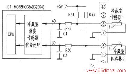 海尔牌BCD-554型微电脑控制电冰箱相关电路