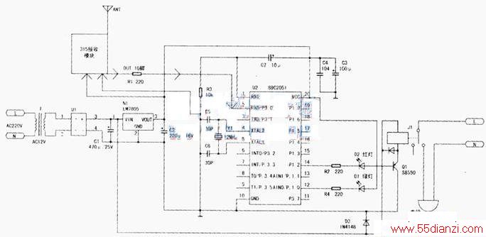 89C2051ƬңصWireless remote control bell