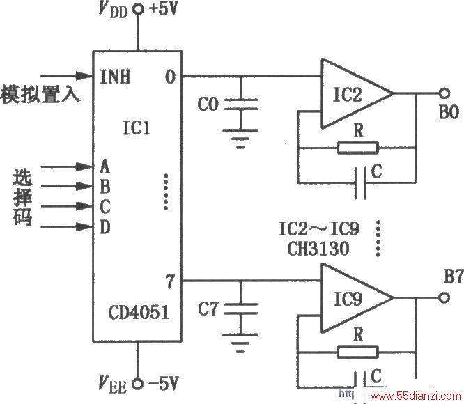 CD4051CH3130ɵĶͨ