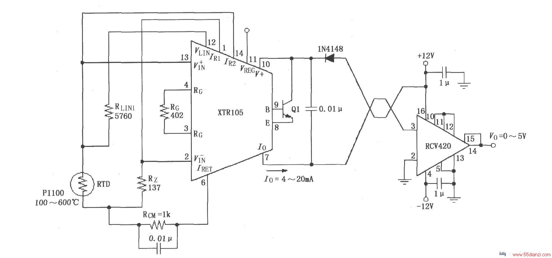 XTR105RCV420ɵ±12Vķͣջ·