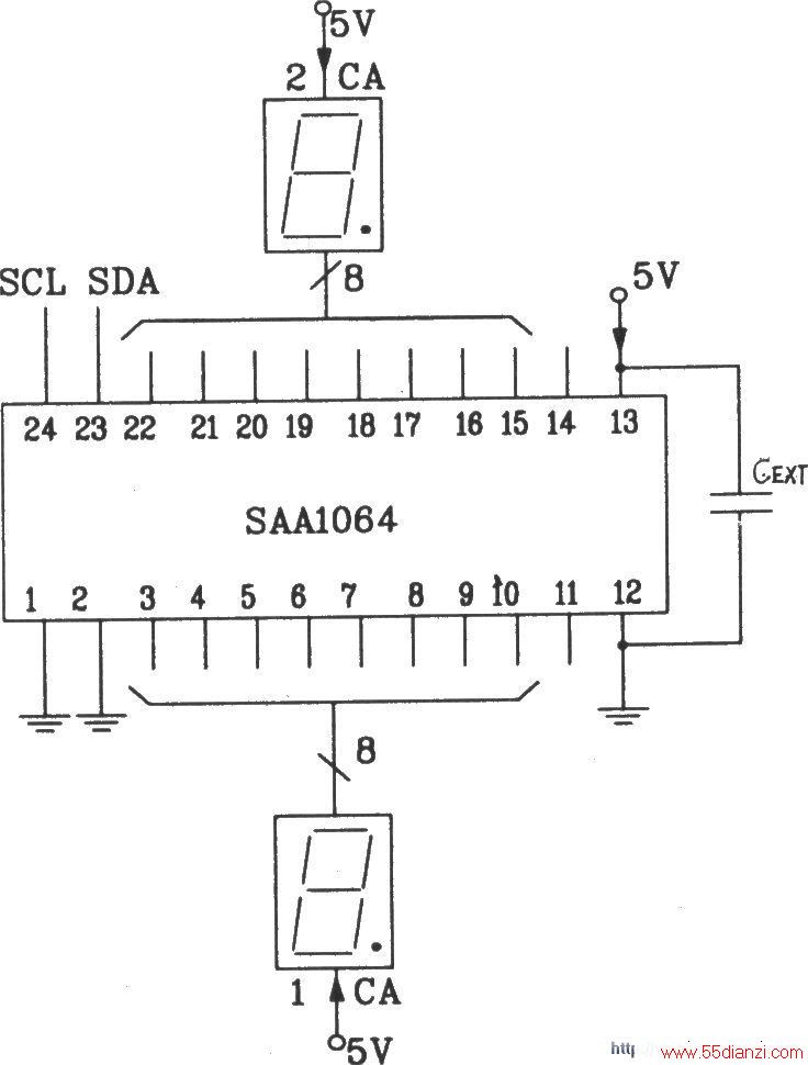 SAA1064I2CLEDʾɵ·̬ӿڵ·