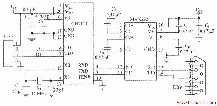 USBתRS232ӿڵ·