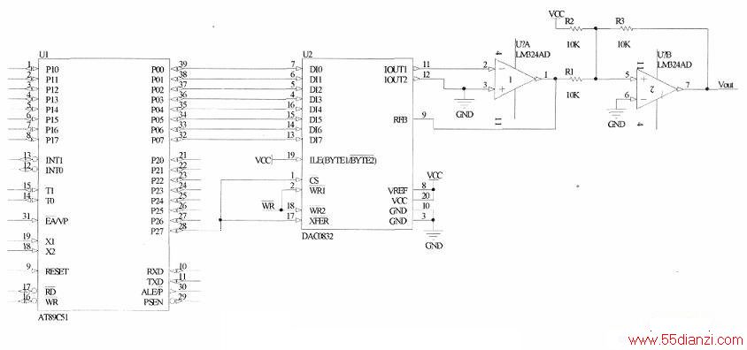 DAC083289C51ĵ巽ʽµĽӿڵ·ͼ