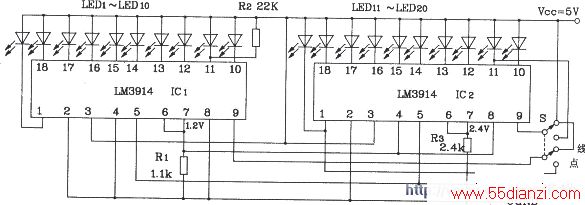 LM3914ɵ20λLED/תʾ·