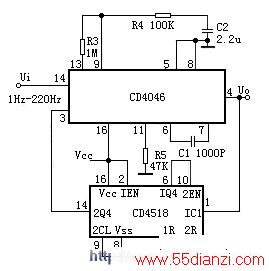 CD4046BCDӷCD4518ɵ100Ƶ·