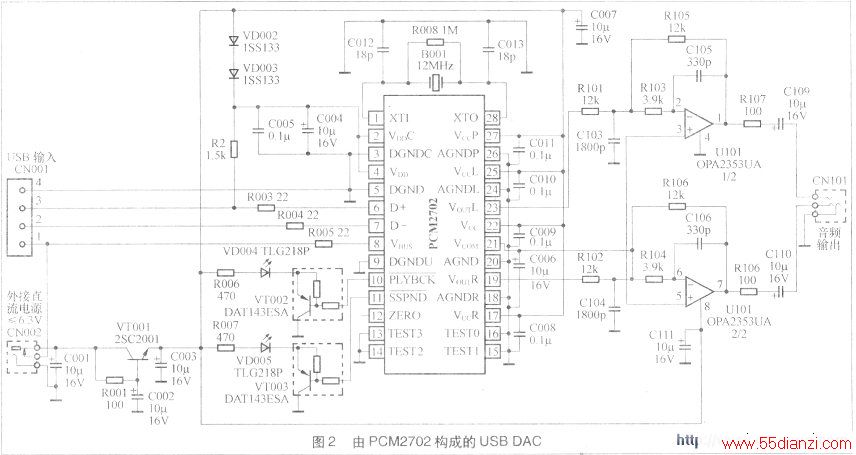 PCM2702USBӿڵDAC·ԭͼ