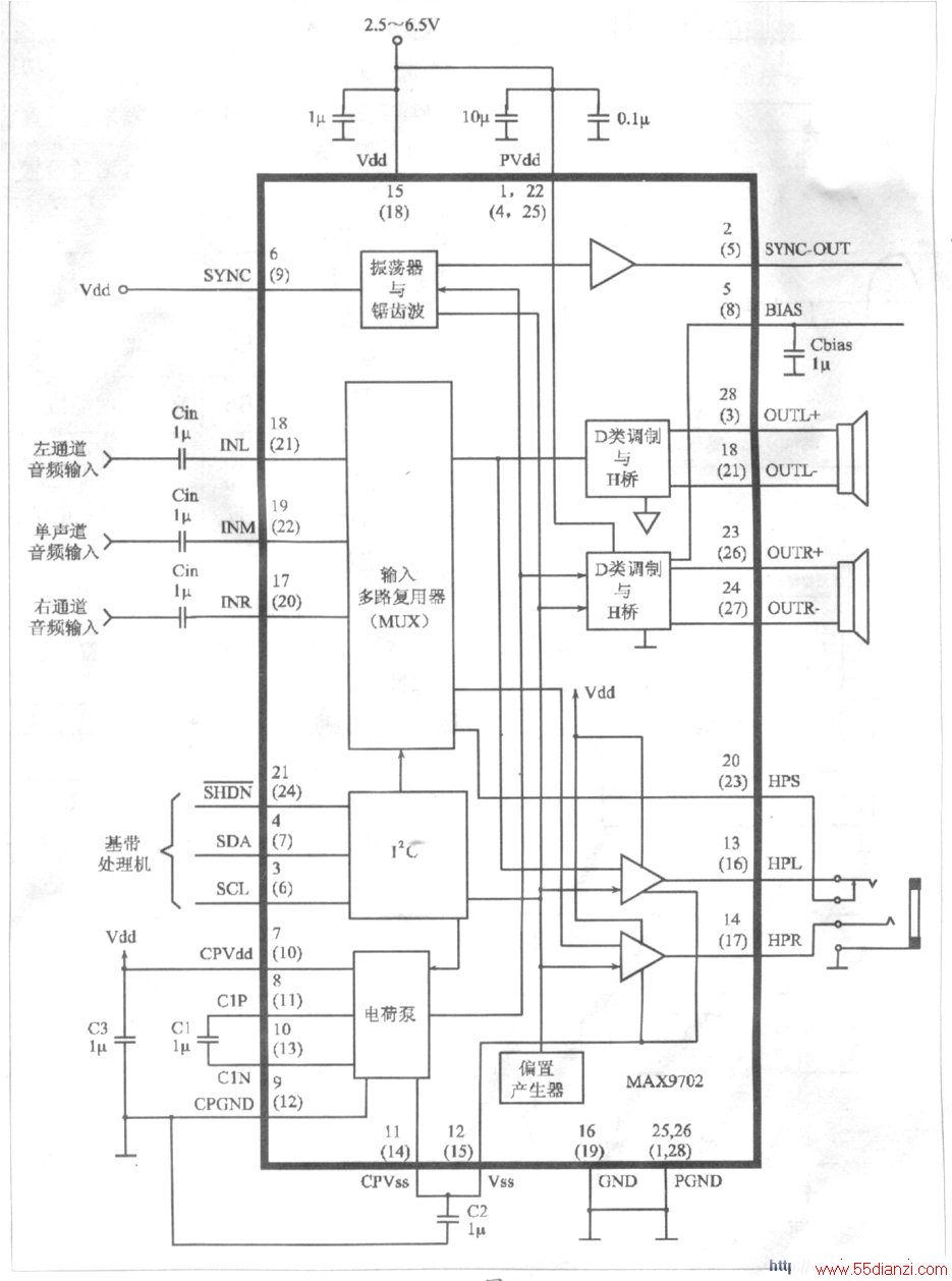 MAX9702ڲṹӦõ·ͼ