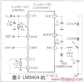 LM3404典型应用电路