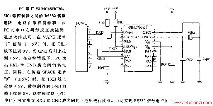 PCںMC68HC70~5K1΢֮RS232·