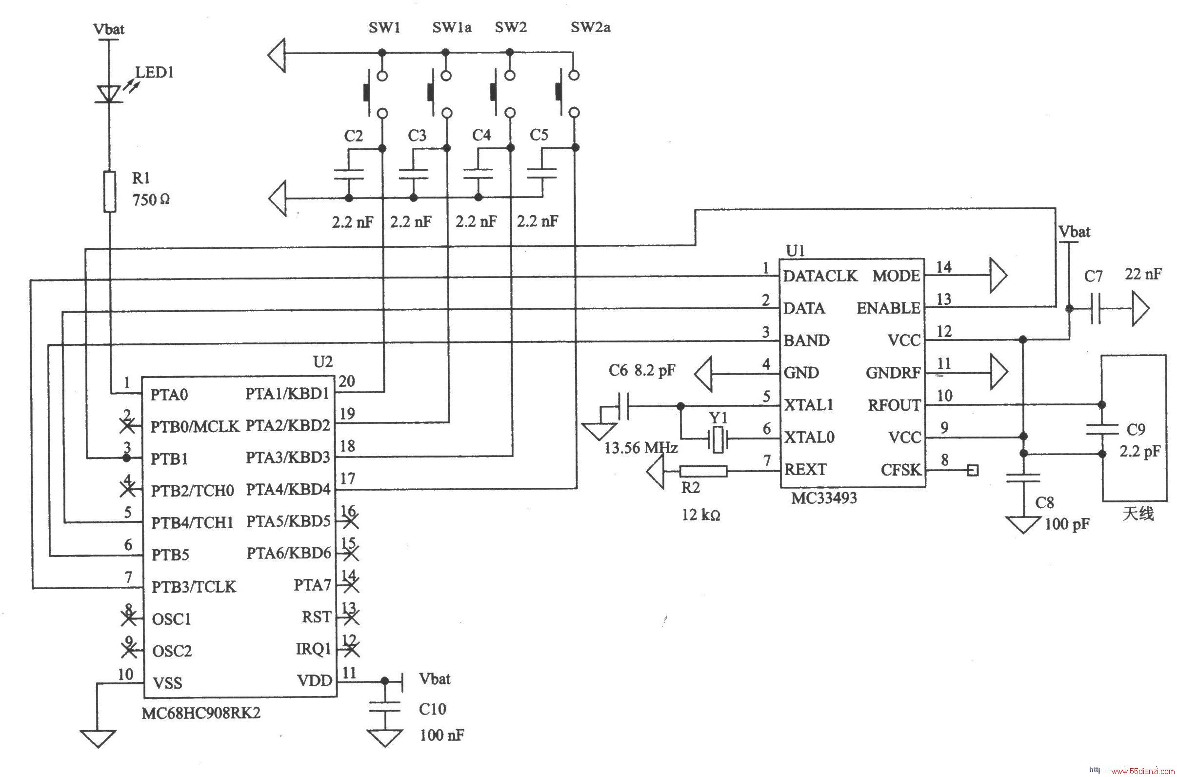 MC33493/D OOK/FSK 928902 MHz/434315 MHz˫Ƶ