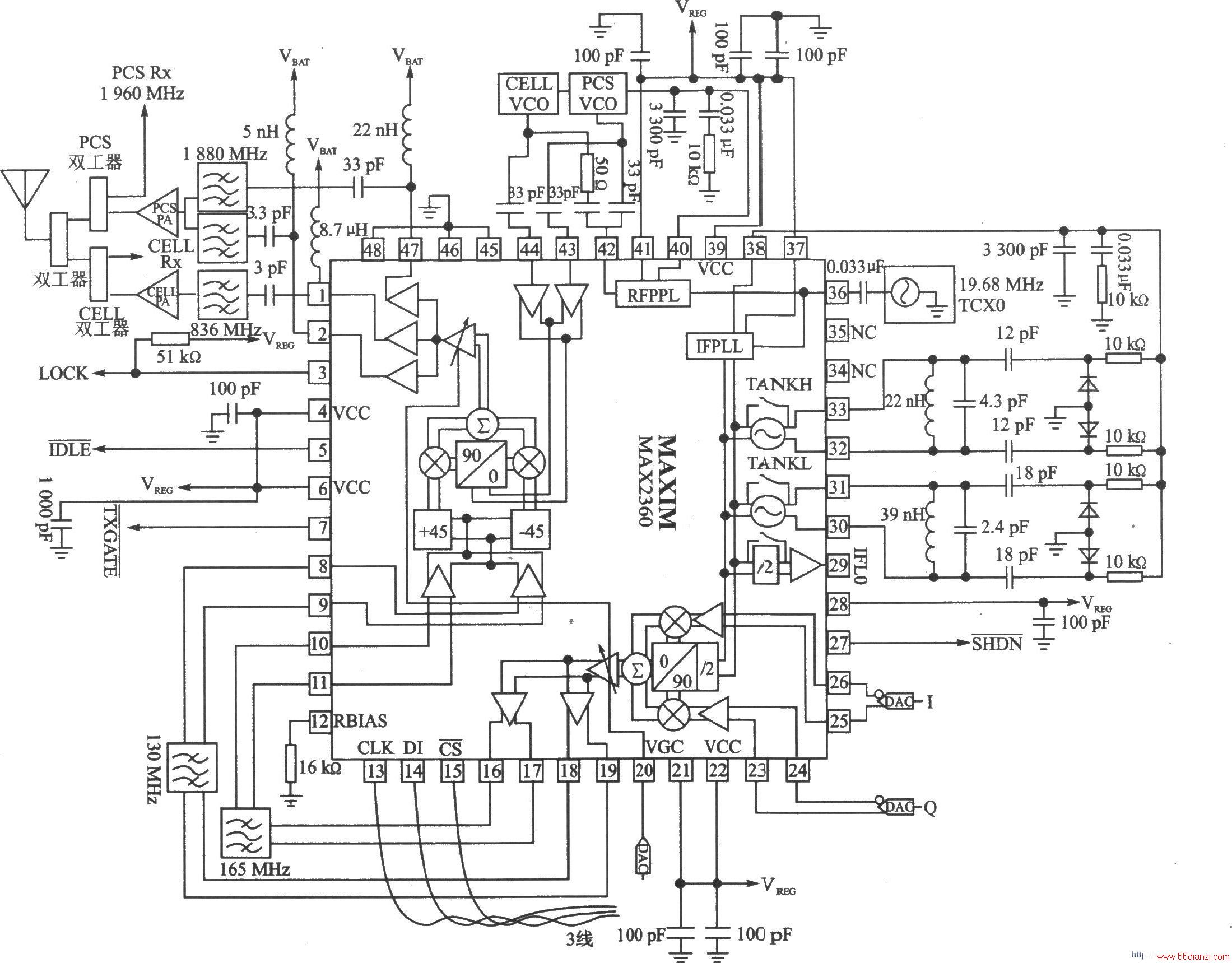 MAX2360/MAX2362/MAX2364 I/Q20001700 MHz/1000800 MHz˫Ƶ