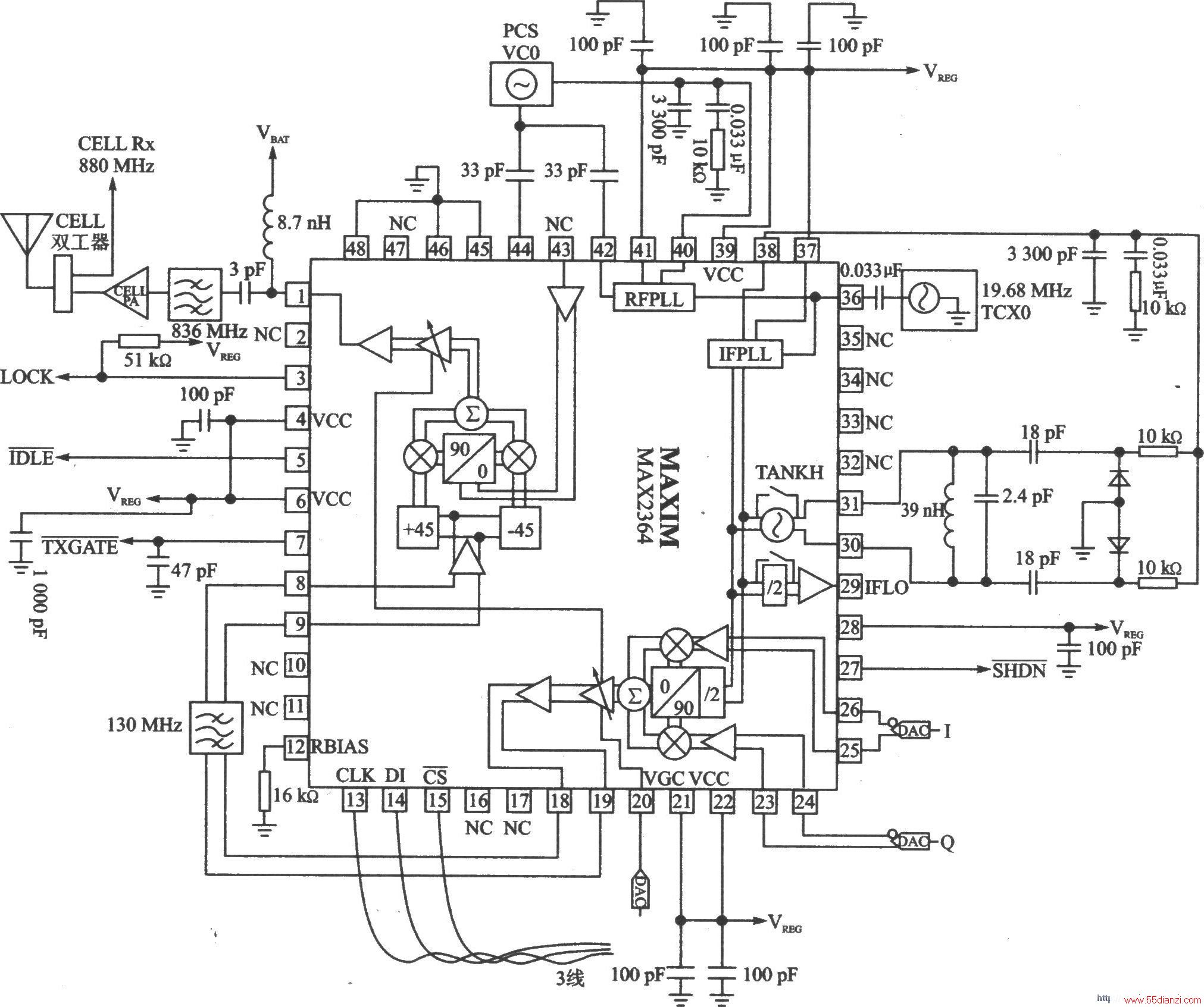 MAX2360/MAX2362/MAX2364 I/Q20001700 MHz/1000800 MHz˫Ƶ