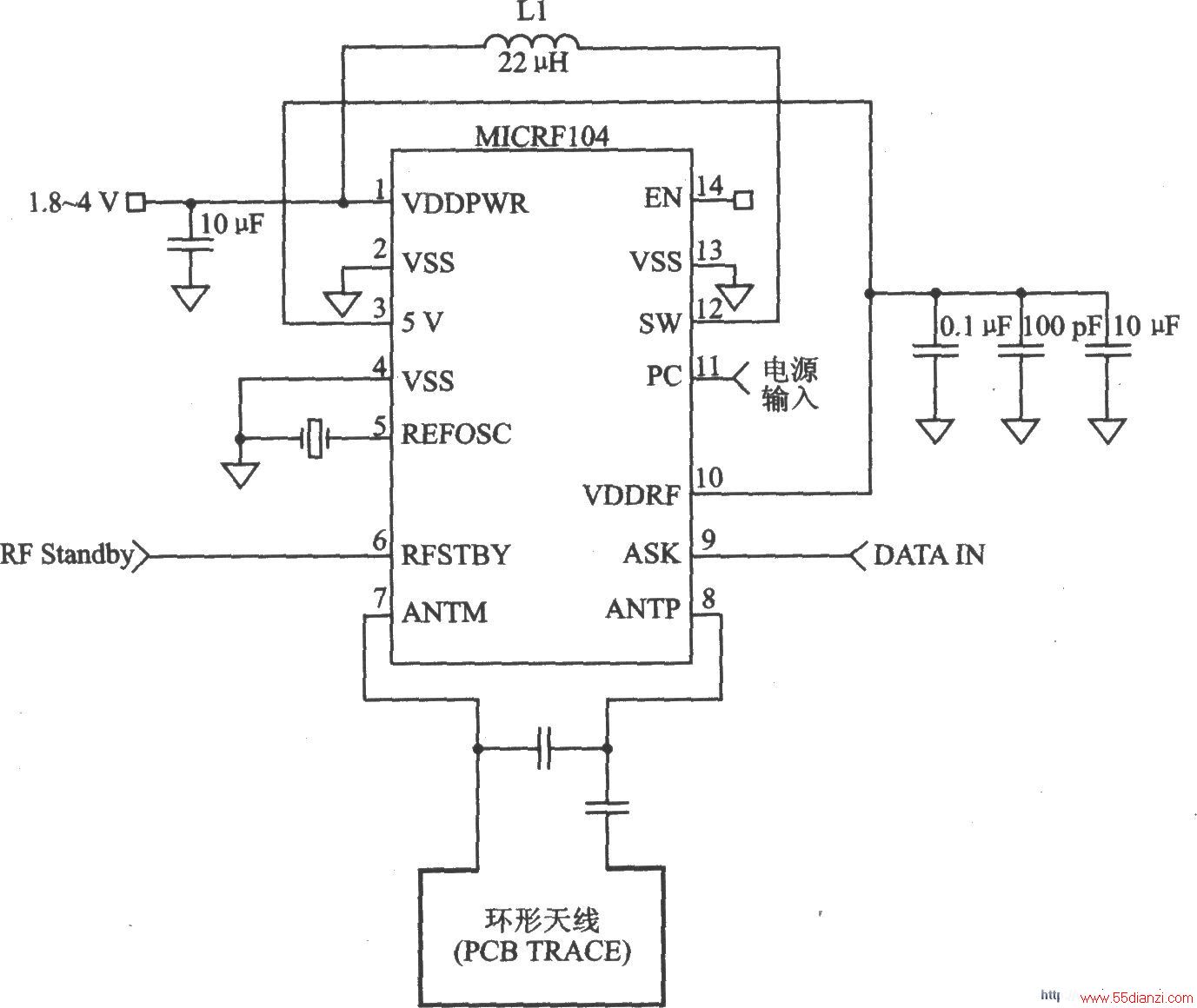 MICRFl04 ASK 470300 MHz
