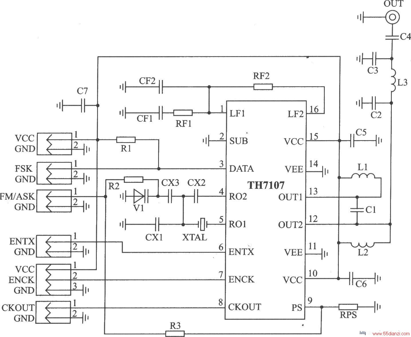 TH7107 FSK/FM/ASK 433/315 MHz