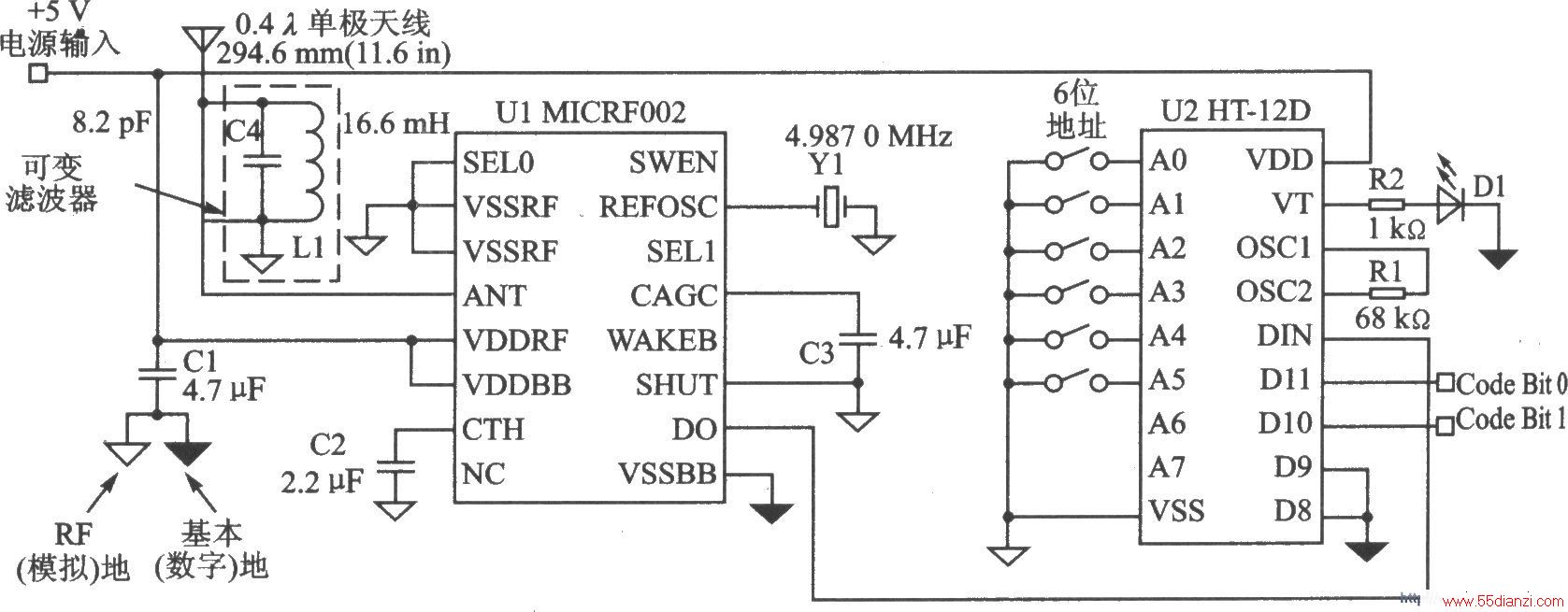 MICRF002/MICRF022 ASK/OOK 440300 MHz