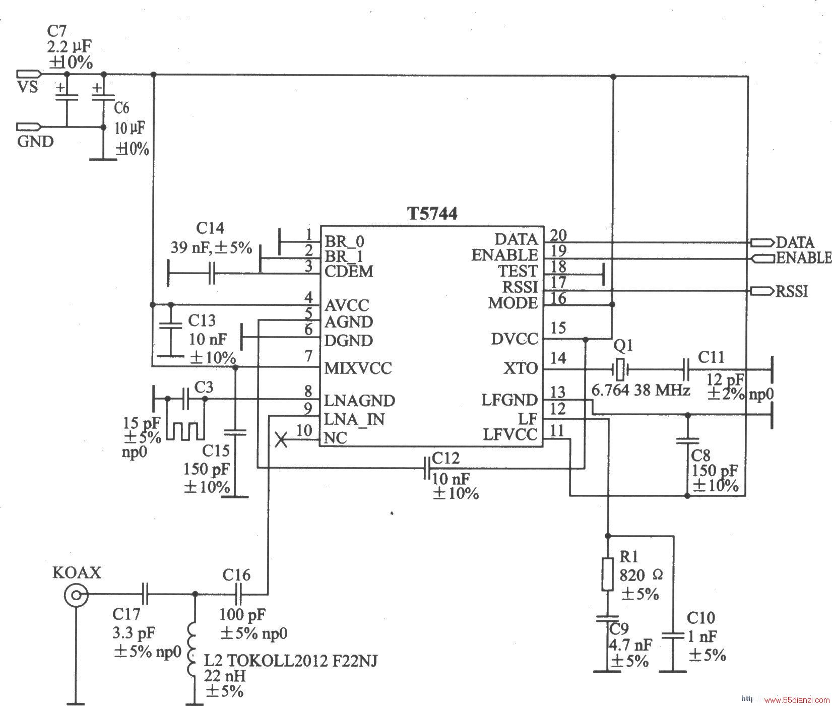 T5744 ASK 450300 MHz