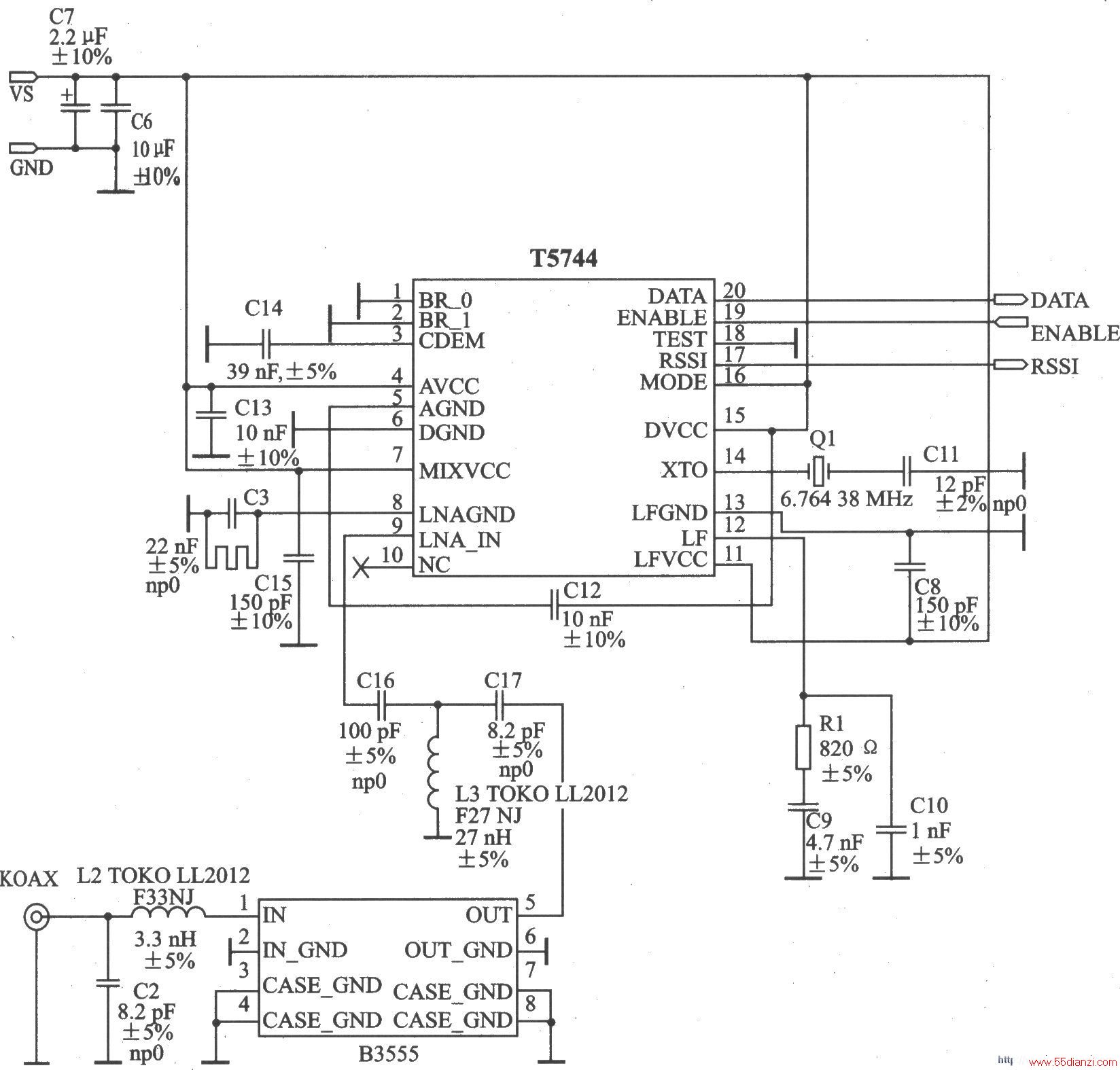 T5744 ASK 450300 MHz