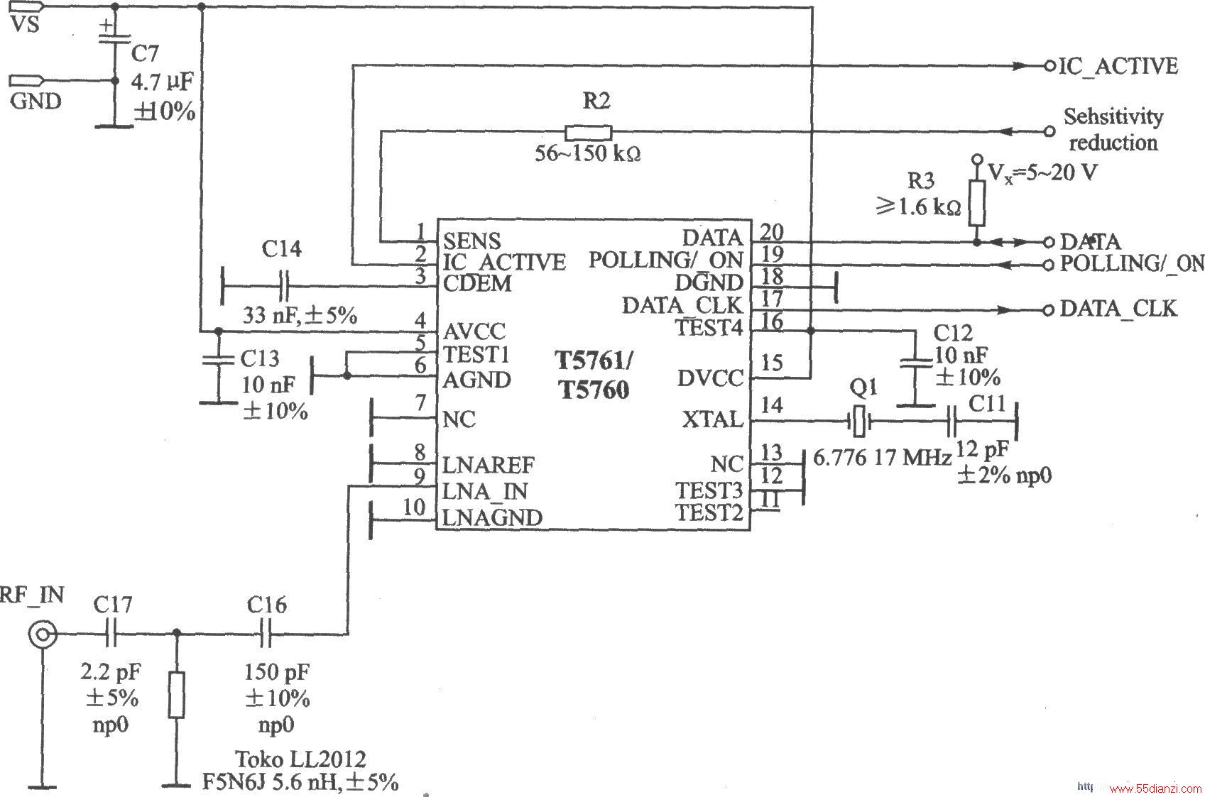 T5761/T5760 ASK/FSK 870868 MHz/928902 MHz
