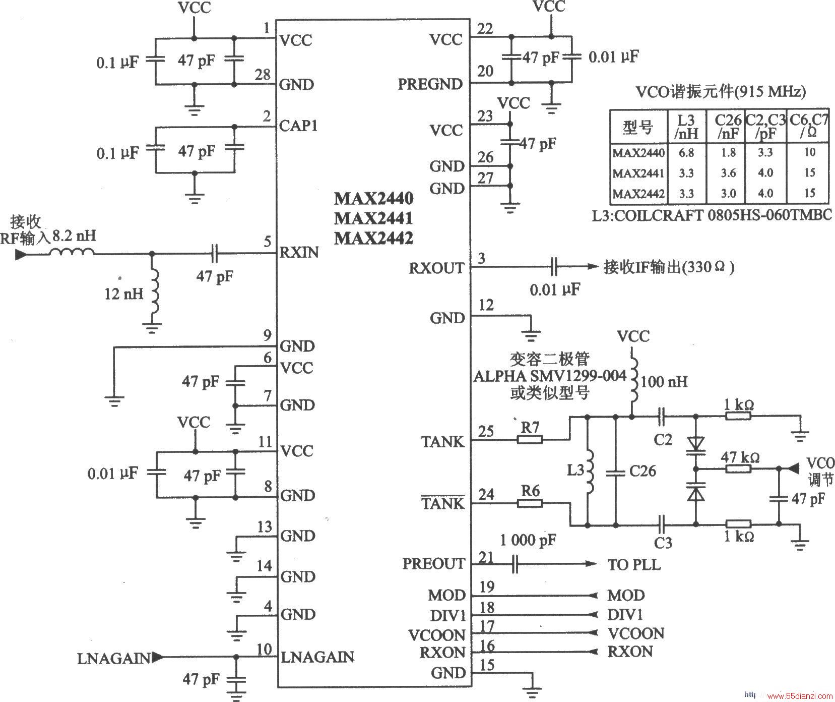 MAX2440/MAX2441/MAX2442 900 MHz