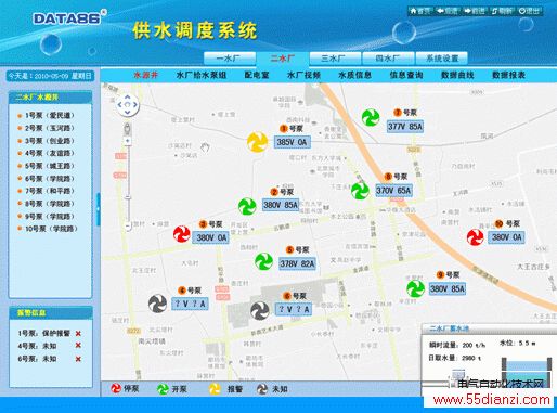 供水调度系统|供水调度SCADA系统|供水调度方案|供水监控系统|供水远程监控软件界面