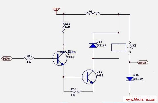 ͼΪ̵·CPUźžCPU˿PSP0󣬿ع Q1ͨ Q12ʹ̵ͨ粢պϽڵ㣬̵ڵպϺɸ硣CPUĸߵ͵ƽźŷֱƼ̵ĺϿ