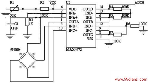 ͼʾ·BP01ѹ˷MAX4472BP01ѹΪѪѹרƵģҪڱЯʽѪѹơþܺĤմоƬϷװиԡӦСص㣻ڲ궨¶Ȳʽ˲ȡȶԺظԣȫ̷ΧڣΪ1%ʧڡ300VMAX4472MAXIM˾һĸŴĵ͹ķŴоƬϵͳڲ˷AӺԴΪѹṩ㶨ĵ˷B˷C˷Dɲ롢Ŵ·ֱADC0Ѫѹֱ