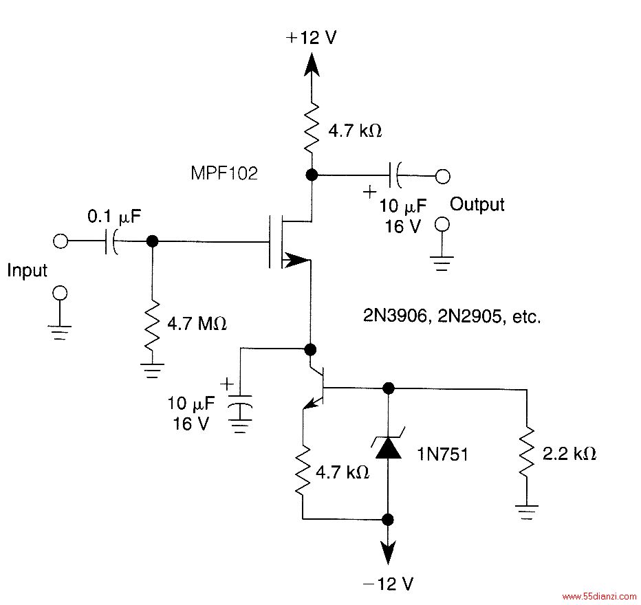 ˫2N3906Դߵĵ(MPF102)©ȷơ
