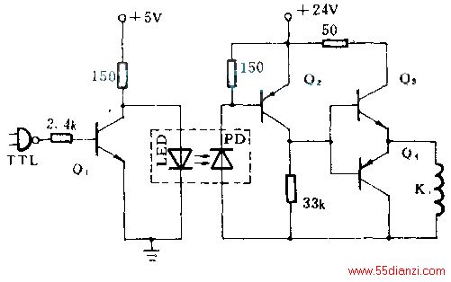 ڱ·УʹùʹTTLͼ̵·֮ﵽ100Gĸ룬˼̵ͼѹTTL·Ӱ졣TTLźŸʱQ1ͨLED޵ͨûй䵽ܴ̽5G迹ֵˣQ2磬ʹQ3Ҳ磬Լ̵Ȧ޵ͨ