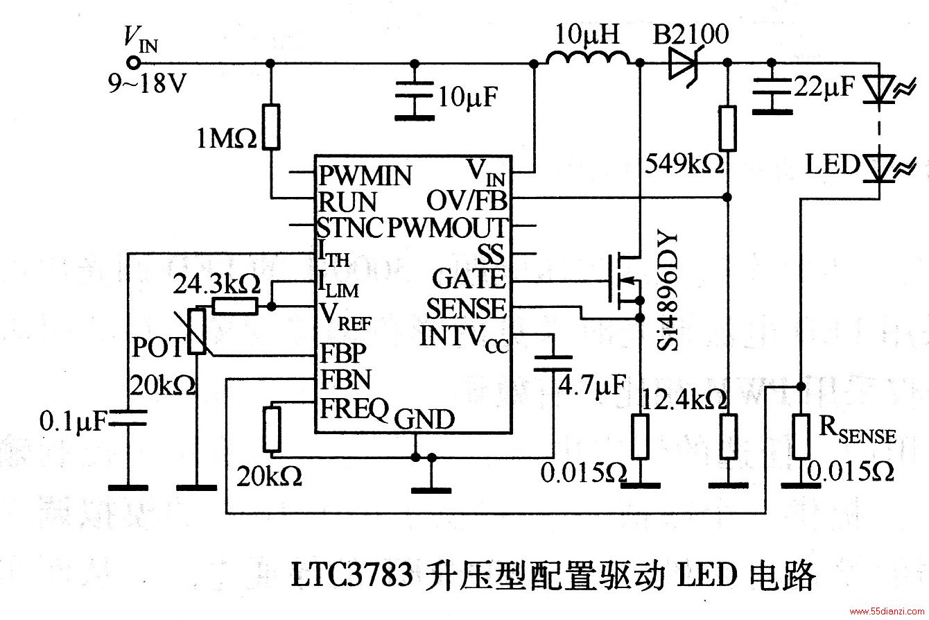 õ·ΪLTC3783ѹãѹ918VLED3054VѹLED԰12ֻĲɫ700mALEDܹܹṩߴ38WʡѹΪ18VԼLED˵ѹΪ54Vʱõ·ʵֵĹЧʿɳ95ܲʲôĵ·ָЧʶܹ25C¡